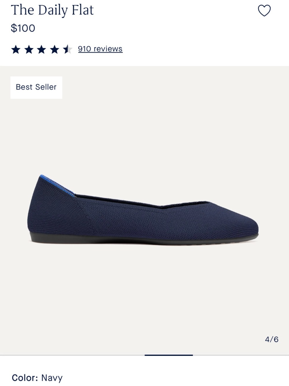 Rothy's The Daily Flat — Navy Slip-On Women's Flat 8